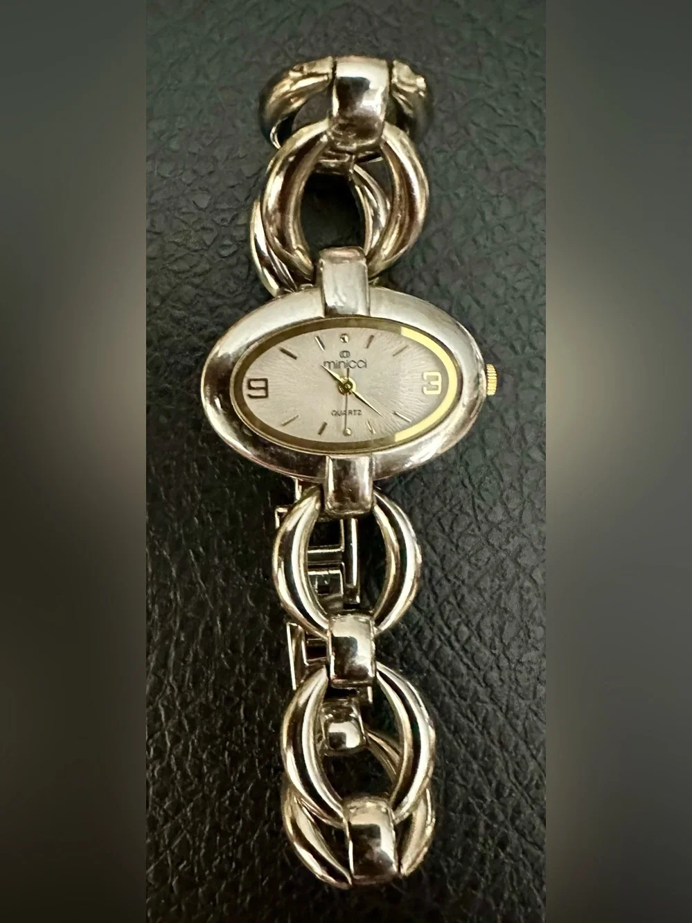 Minicci Silver and Gold-Tone Oval Bracelet Watch